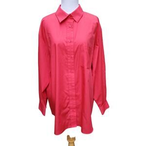 Foxcroft Wrinkle Free Red Button Down Blouse Top Polyester Cotton Sz 16W